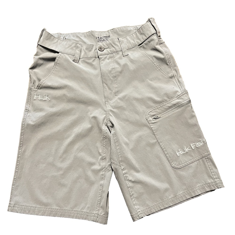 HUK Fishing shorts Mens Sm. Gray/Tan Cargo shorts Performance Next Level‎ Vented